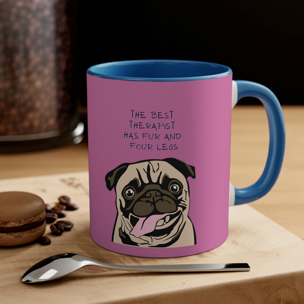 Pug Therapist POD Accent Coffee Mug, 11oz