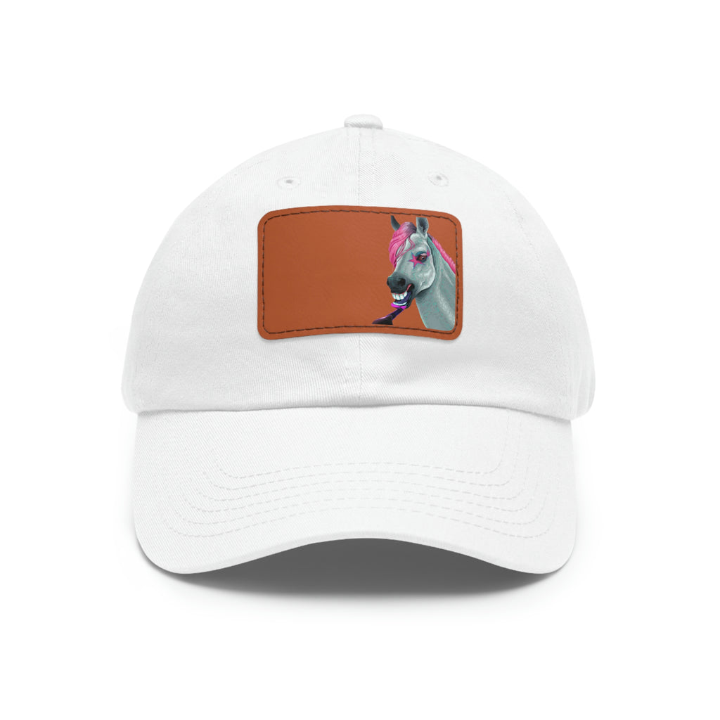 Make-up Horse POD Dad Hat with Leather Patch (Rectangle)