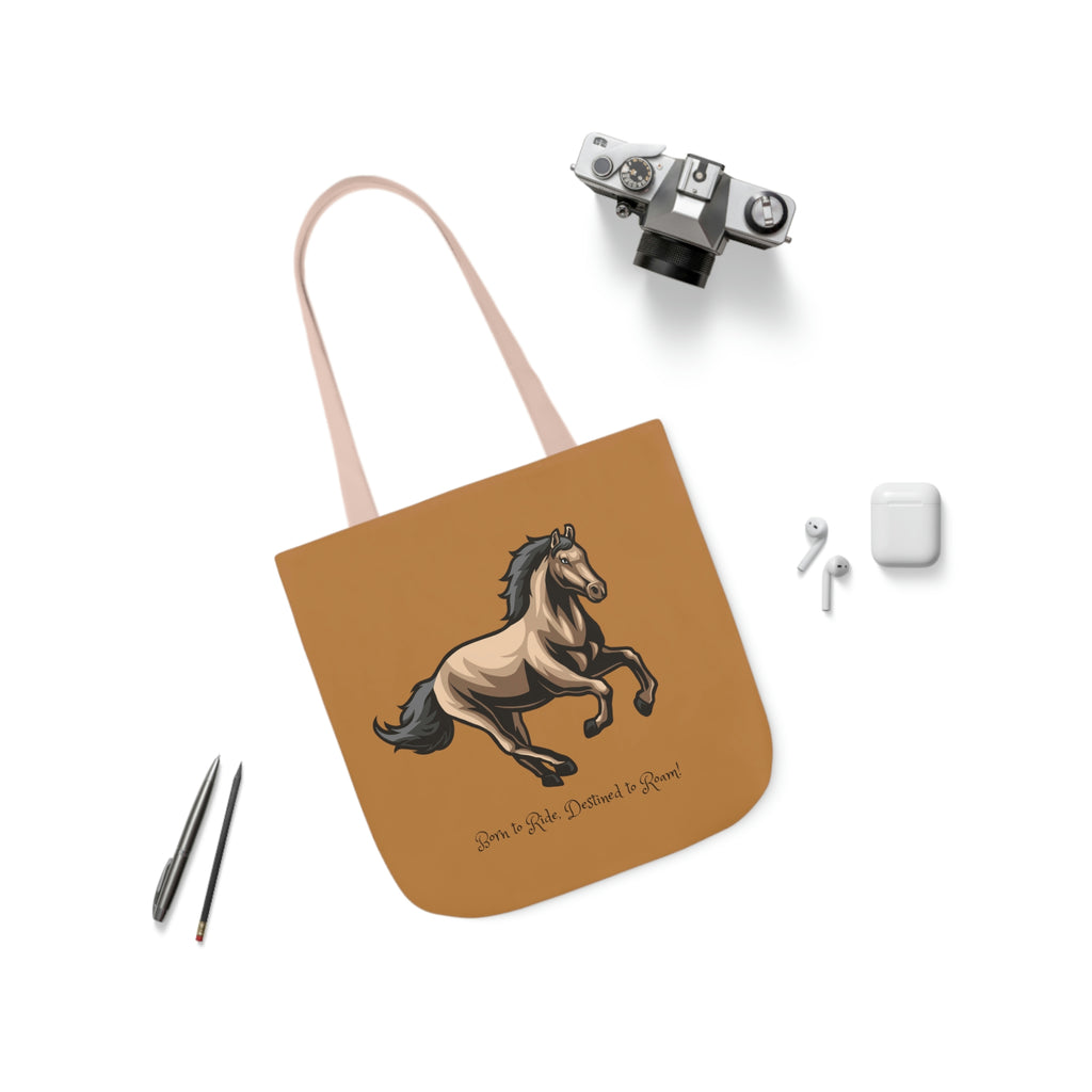 Born to Ride Horse POD Polyester Canvas Tote Bag (AOP)