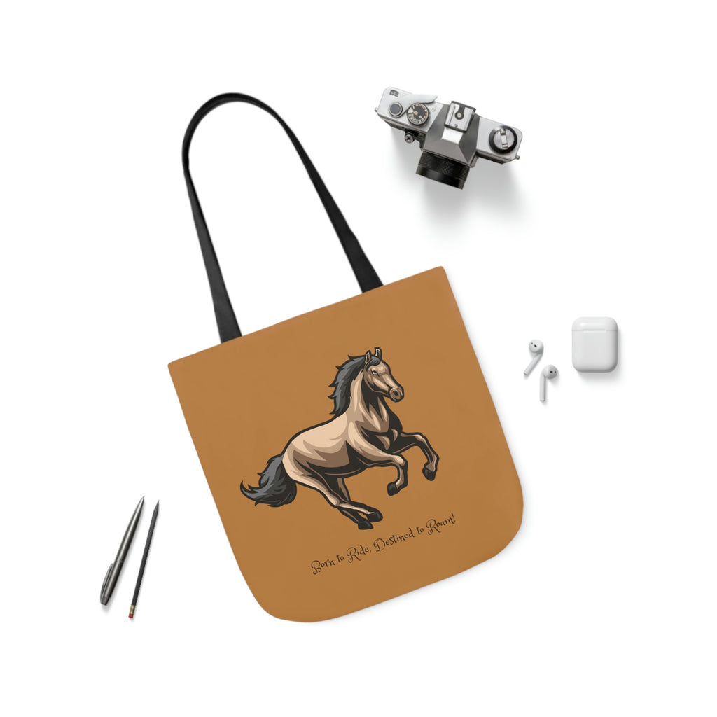 Born to Ride Horse POD Polyester Canvas Tote Bag (AOP)