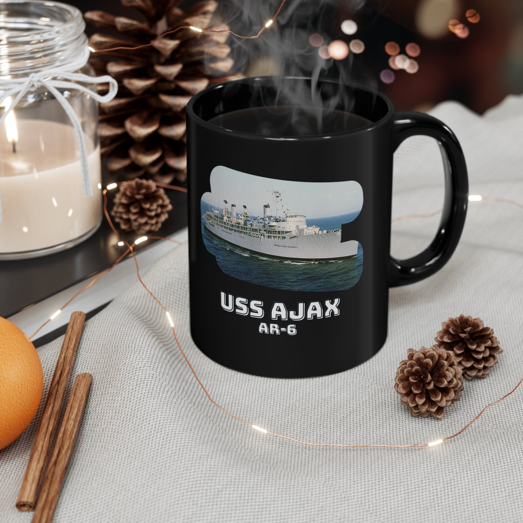 USS Ajax AR-6 United States Ship POD 11oz Black Mug