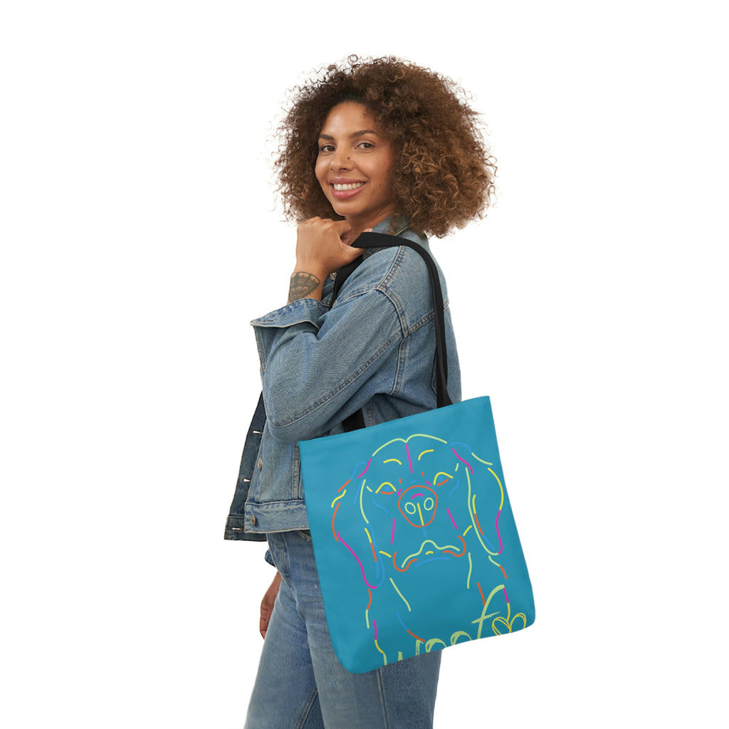 Neon Dog POD Polyester Canvas Tote Bag (AOP)