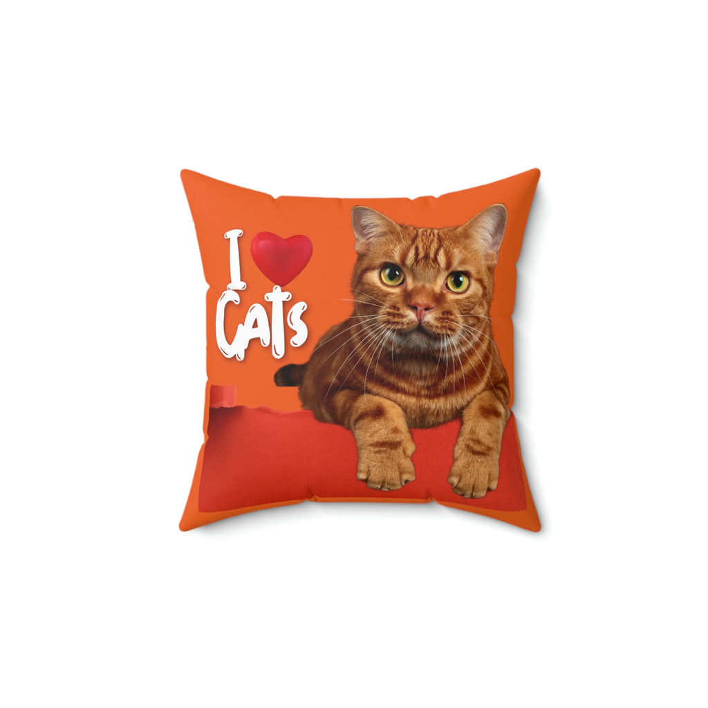 I love Cats POD Cat Faux Suede Square Pillow