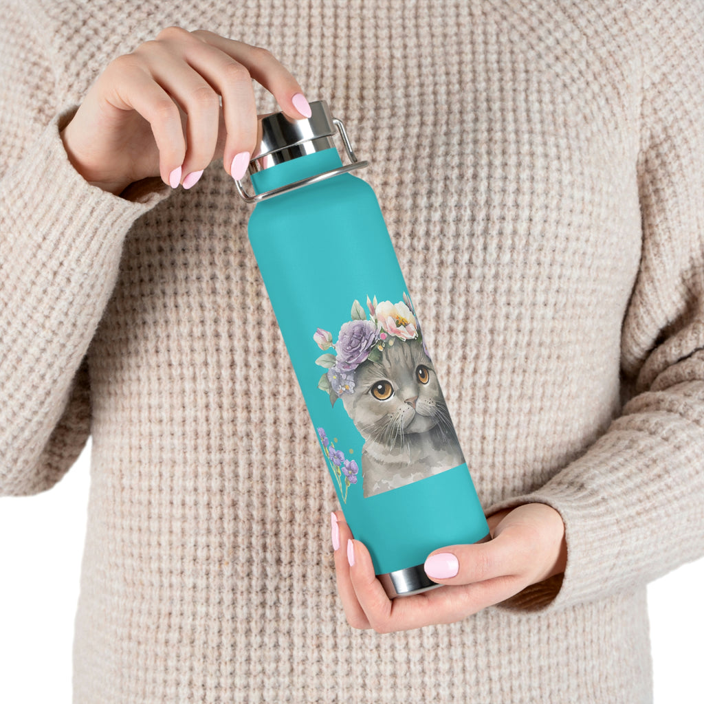 Meow Cat POD Copper Vacuum Insulated Bottle, 22oz