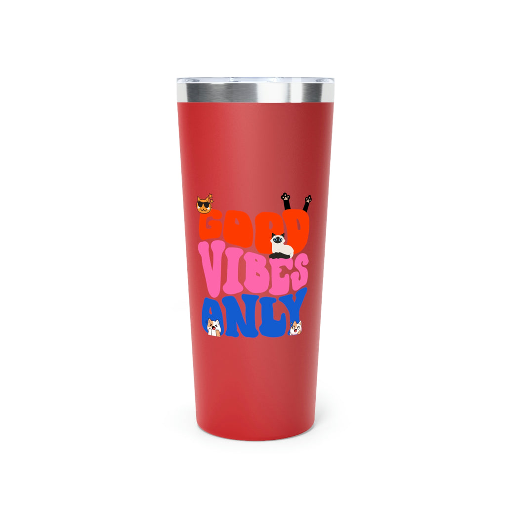 Good Vibes Only Cat POD Copper Vacuum Insulated Tumbler, 22oz