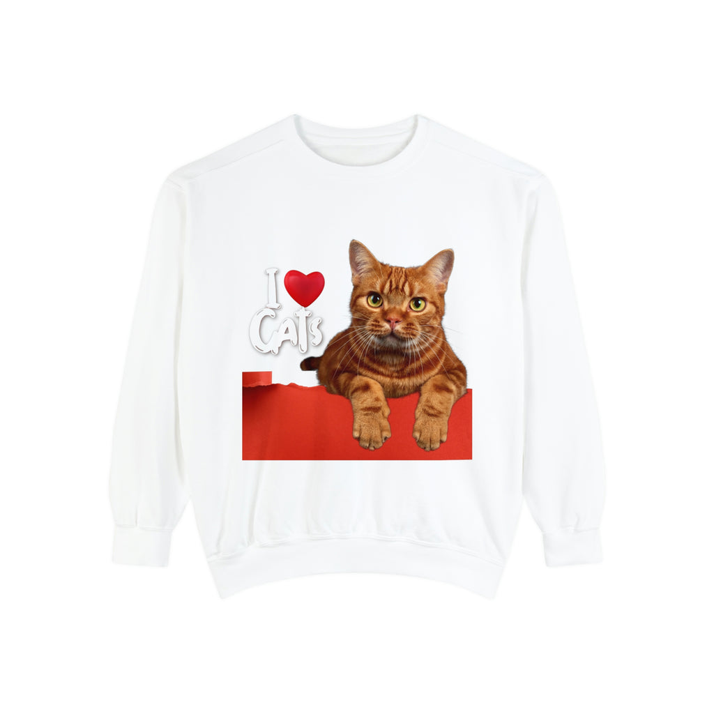 I love Cats POD Cat Unisex Garment-Dyed Sweatshirt
