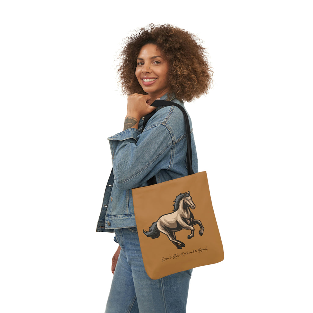 Born to Ride Horse POD Polyester Canvas Tote Bag (AOP)