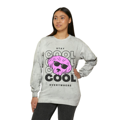 Cool Everywhere Dog Unisex Color Blast Crewneck Sweatshirt POD