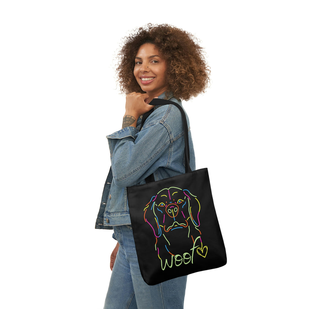 Neon Dog Polyester Canvas Tote Bag POD