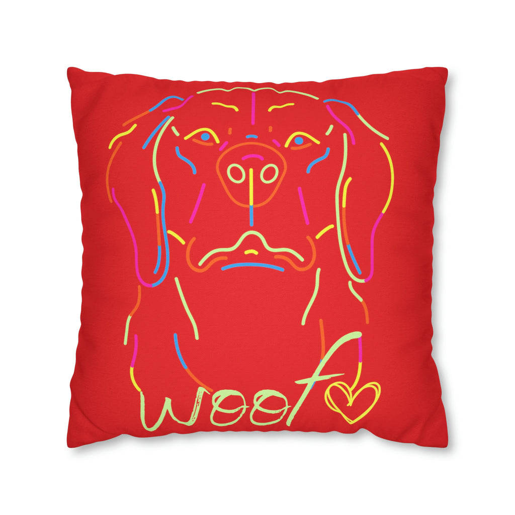 Neon Dog Spun Polyester Square Pillow Case POD