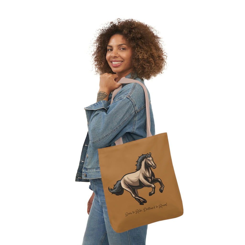 Born to Ride Horse POD Polyester Canvas Tote Bag (AOP)