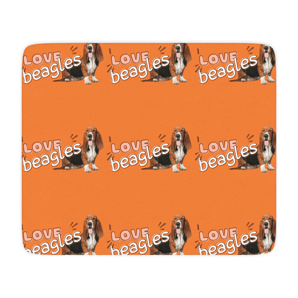 I love Beagles Dog POD Tan Sherpa Blanket
