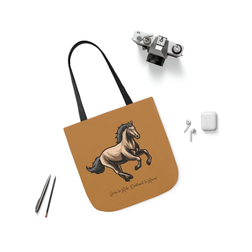 Born to Ride Horse POD Polyester Canvas Tote Bag (AOP)