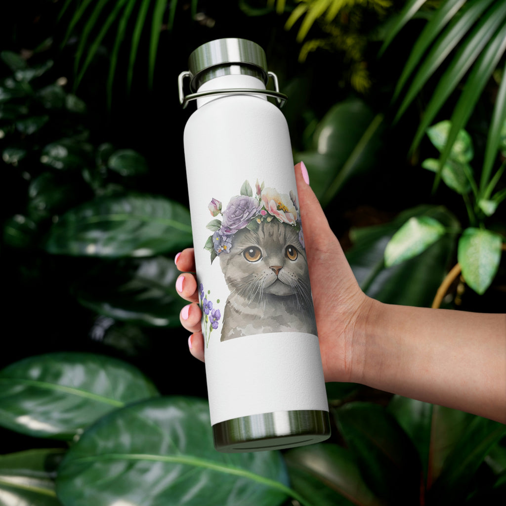 Meow Cat POD Copper Vacuum Insulated Bottle, 22oz