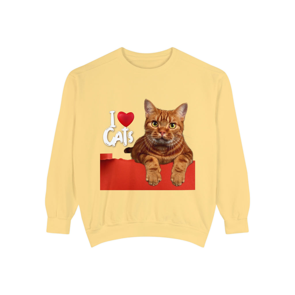 I love Cats POD Cat Unisex Garment-Dyed Sweatshirt