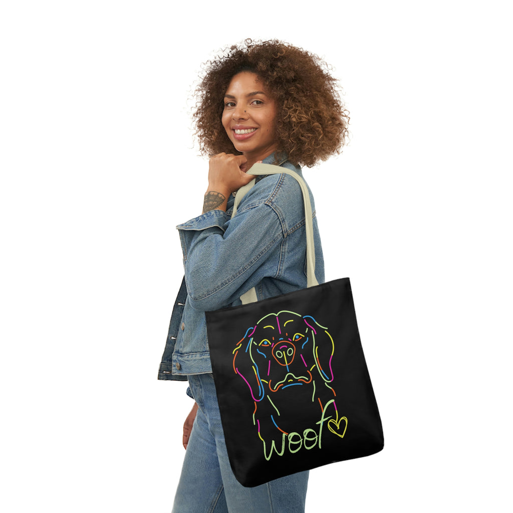 Neon Dog Polyester Canvas Tote Bag POD
