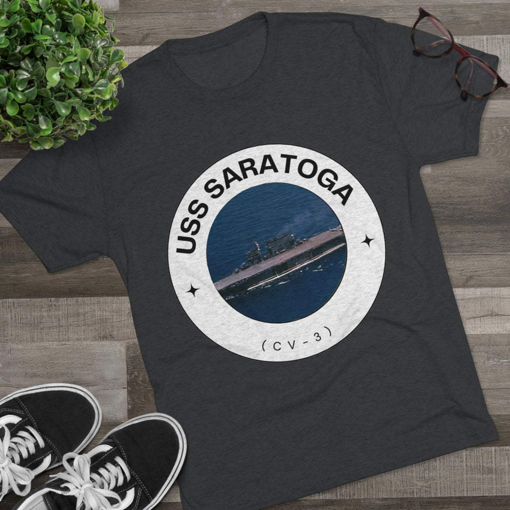 USS Saratoga (CV-3) United States Ships POD Unisex Tri-Blend Crew Tee