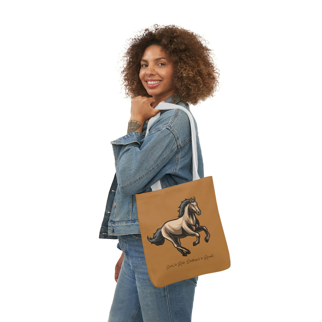 Born to Ride Horse POD Polyester Canvas Tote Bag (AOP)