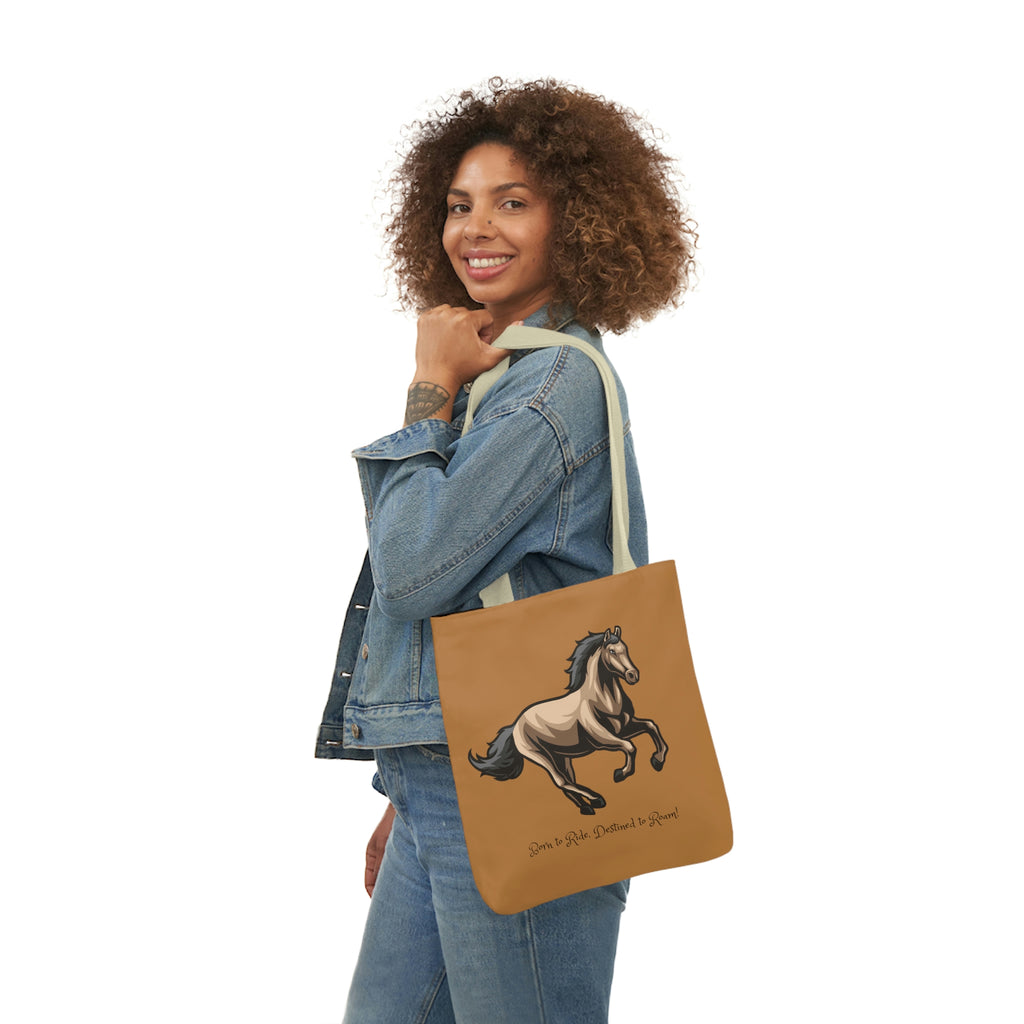 Born to Ride Horse POD Polyester Canvas Tote Bag (AOP)