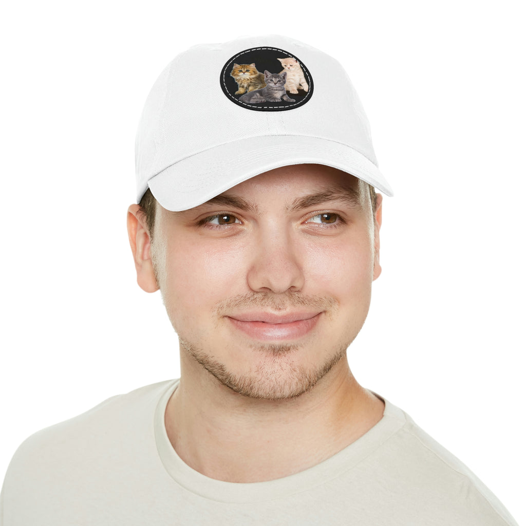 Three Persian Cats Meow POD Cat  Dad Hat with Leather Patch (Round)
