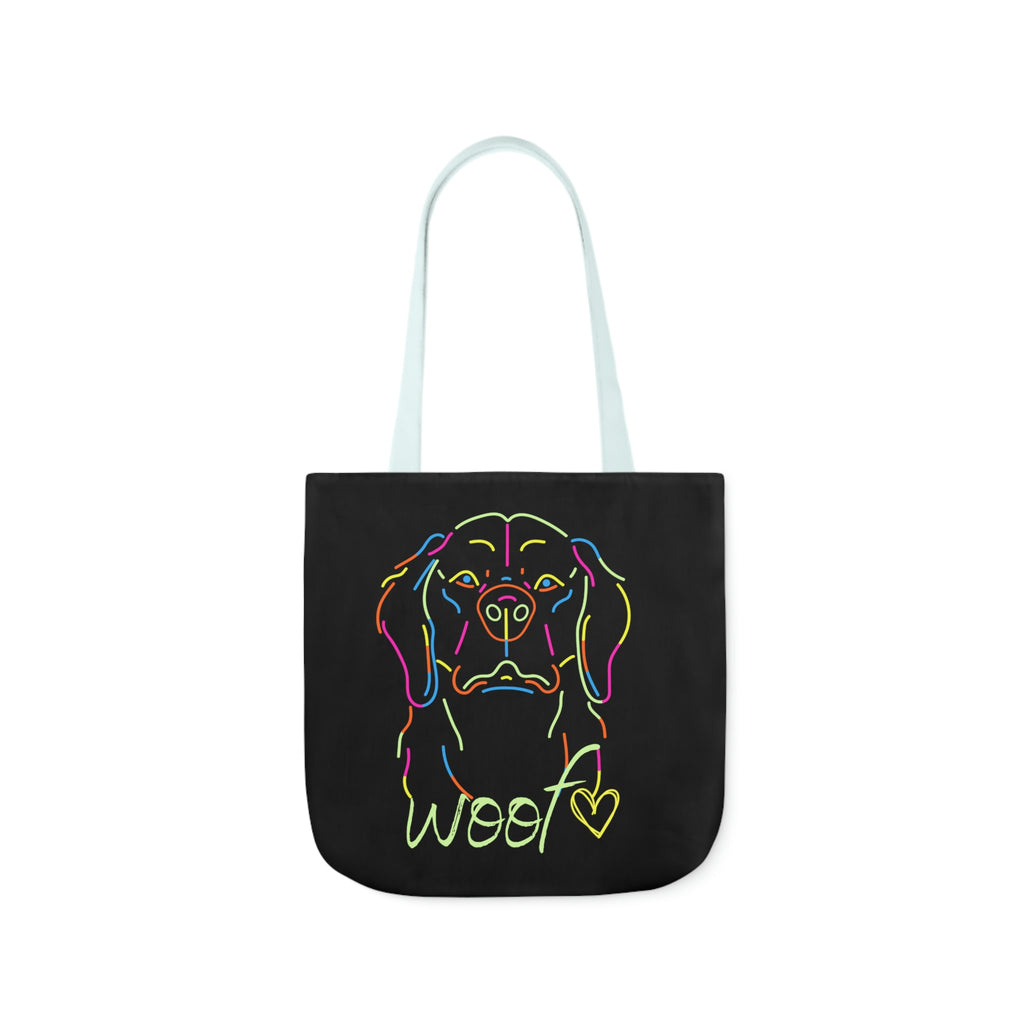 Neon Dog Polyester Canvas Tote Bag POD