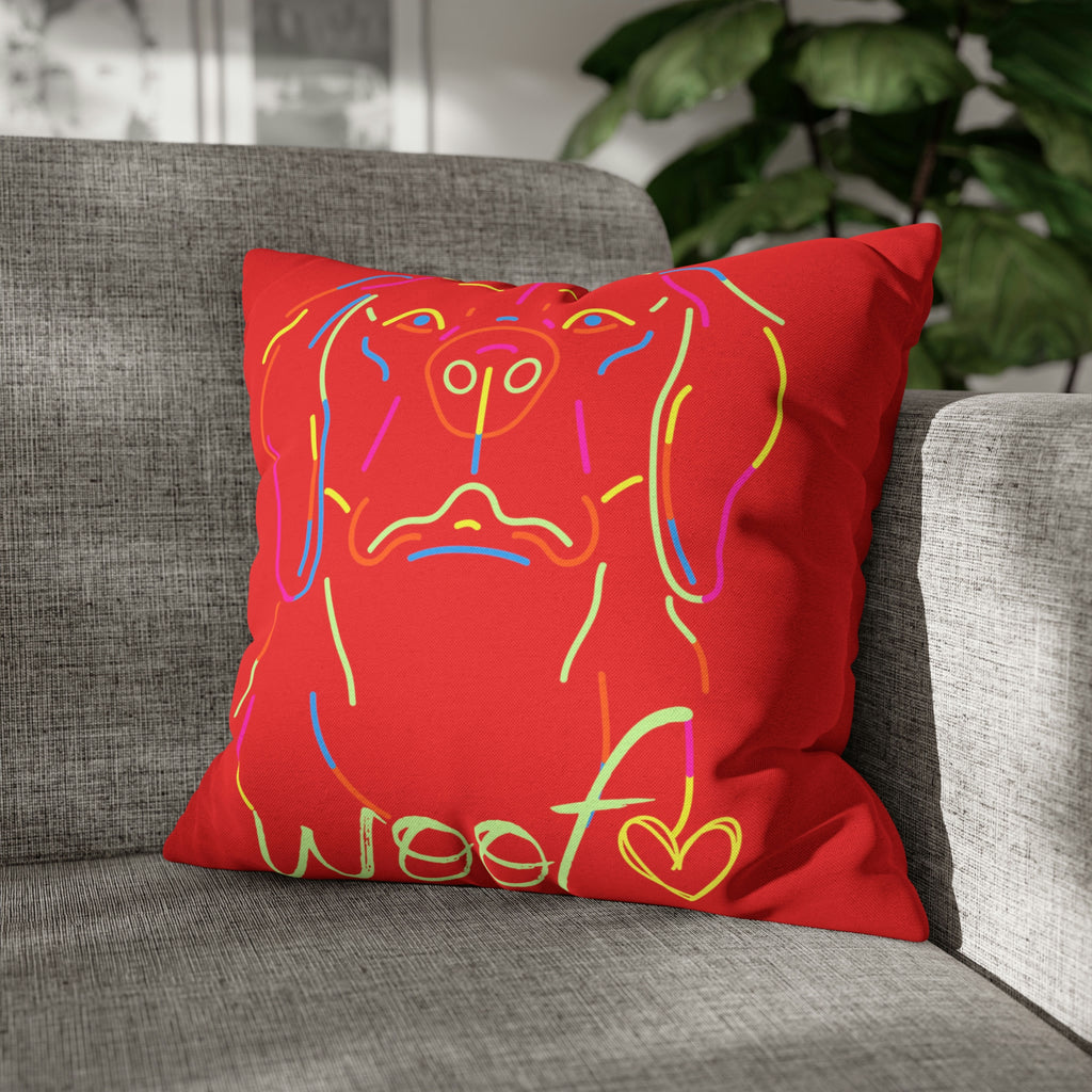 Neon Dog Spun Polyester Square Pillow Case POD