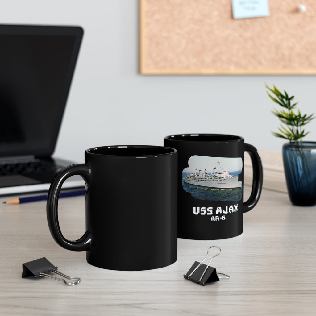 USS Ajax AR-6 United States Ship POD 11oz Black Mug