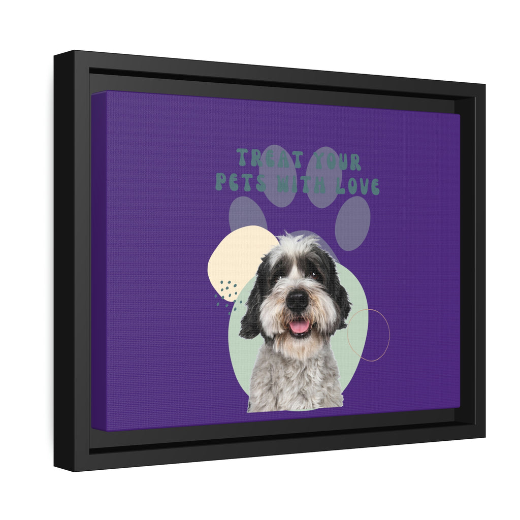 Treat your pets with love Dog POD Matte Canvas, Black Frame