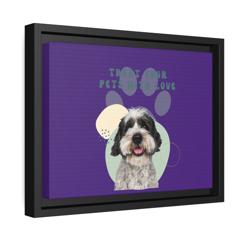 Treat your pets with love Dog POD Matte Canvas, Black Frame