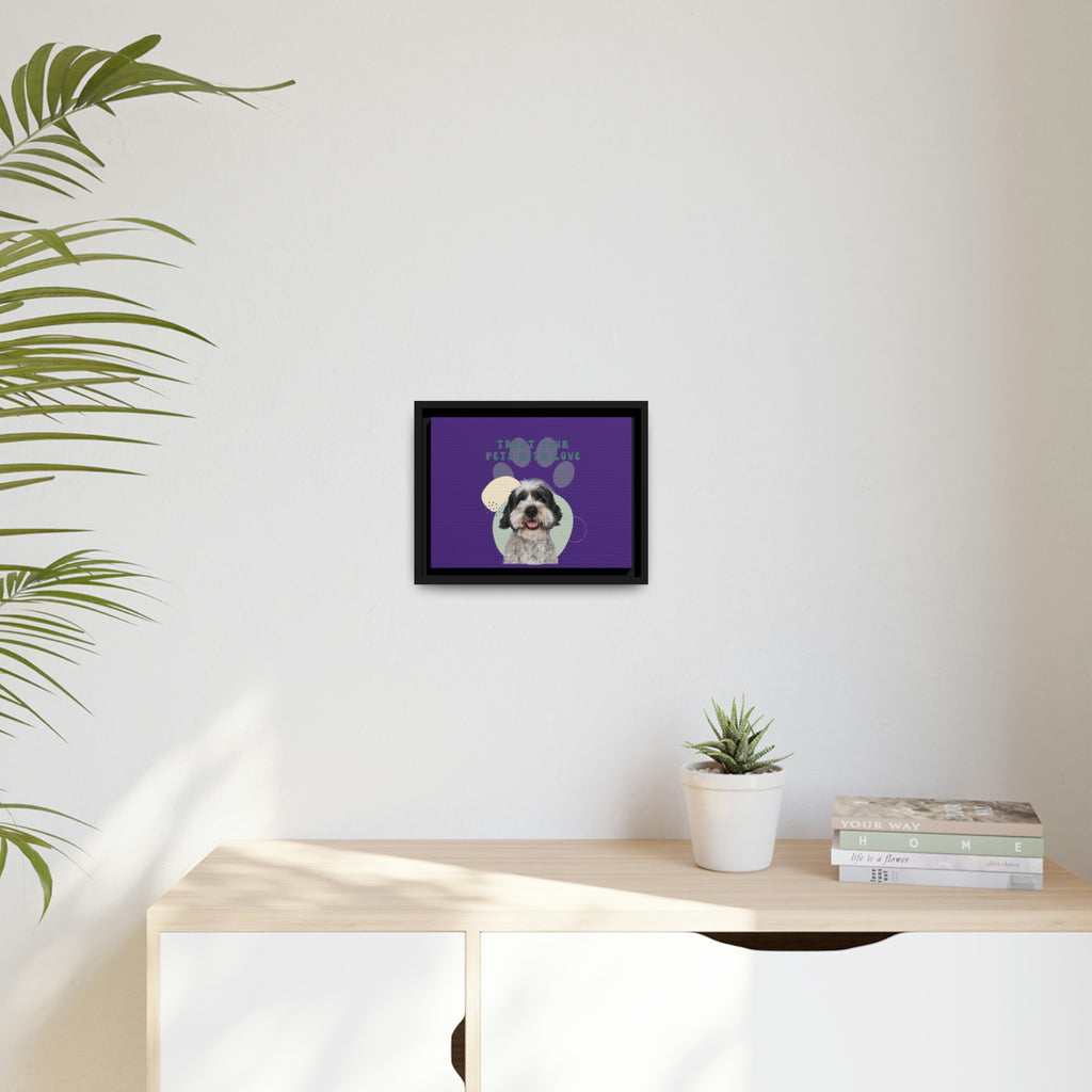 Treat your pets with love Dog POD Matte Canvas, Black Frame