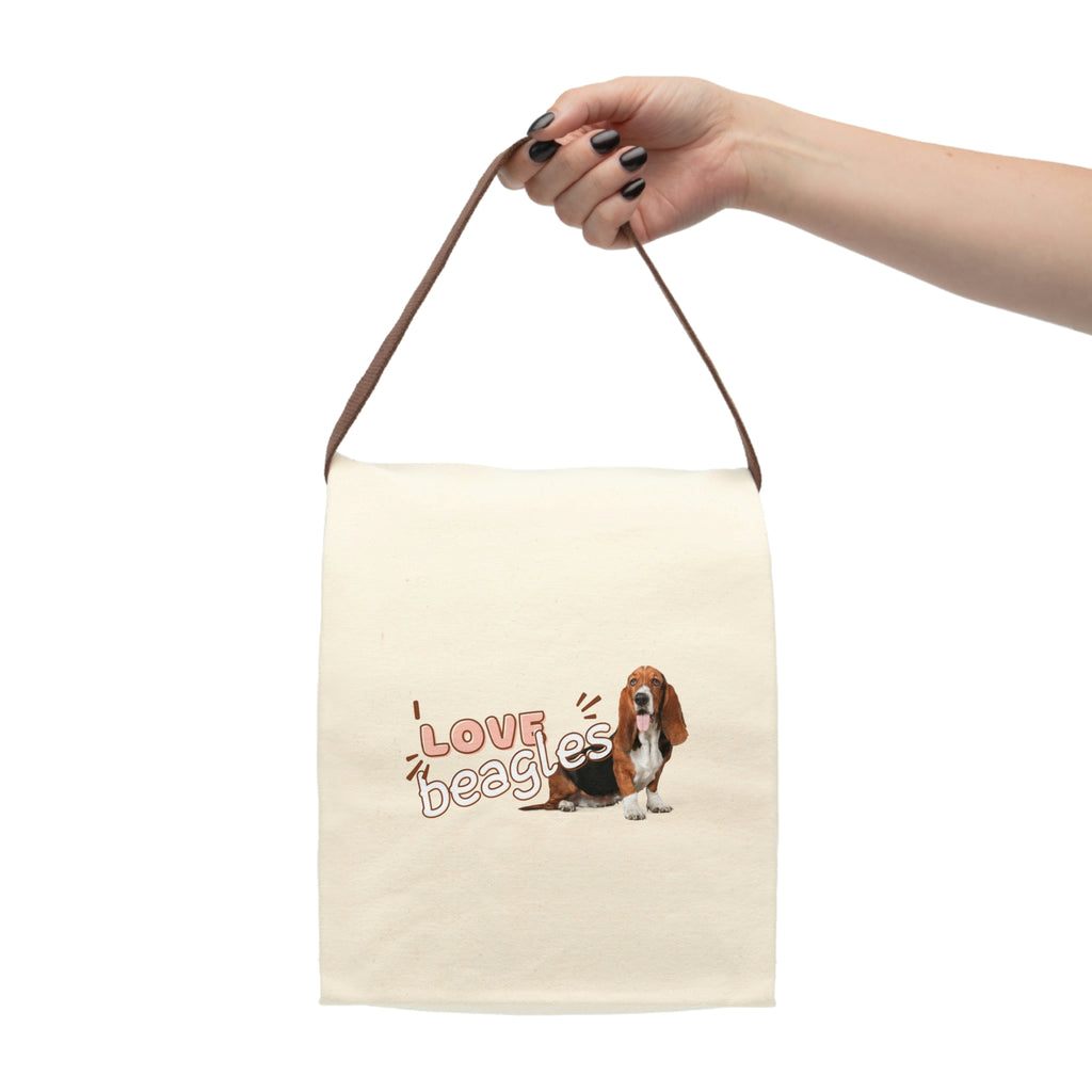 I love Beagles Dog POD Canvas Lunch Bag With Strap