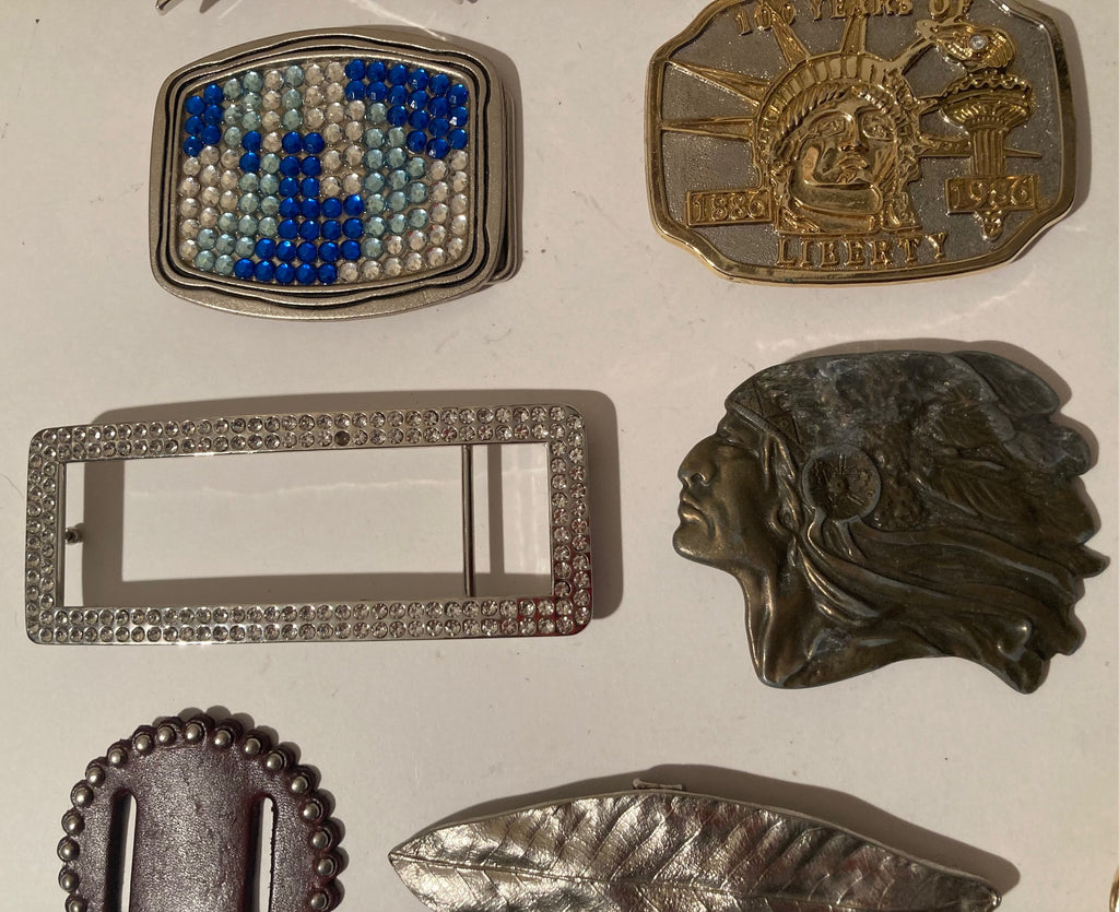 Vintage Lot of 21 Belt Buckles, Indian, Eagle, Star, Rodeo, Country & Western, Art, Resell, For Belts, Fashion, Shelf Display, Nice Belt Buckles, Wholesale,