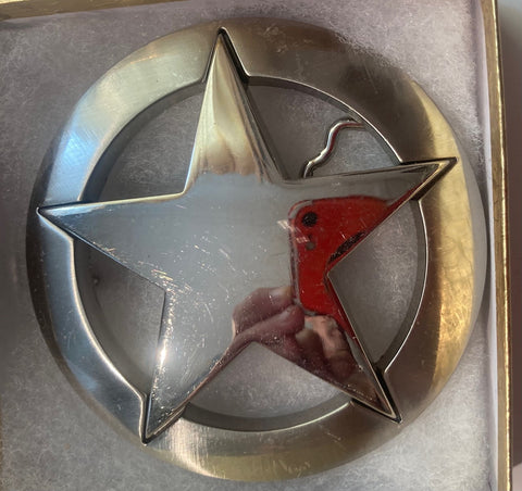 Vintage Metal Belt Buckle, Star, Sheriff, Nice Design, 3 1/4", Heavy Duty, Quality, Made in USA, Thick Metal, For Belts, Fashion, Shelf Display, Western Wear, Southwest, Country, Fun, Nice