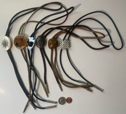 Vintage Lot of 6 Metal Bolo Ties, Nice Designs, Quality, Heavy Duty, Made in USA, Country & Western, Cowboy, Western Wear, Horse, Apparel, Accessory, Tie, Nice Quality Fashion, Wholesale