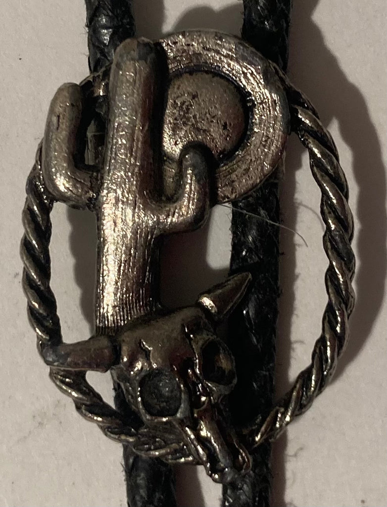 Vintage Metal Bolo Tie, Cactus, Cattle Skull Head, Sunshine, Phoenix, Nice Design, Quality, Heavy Duty, Made in USA, Country & Western, Cowboy, Western Wear, Horse, Apparel, Accessory, Tie, Nice Quality Fashion
