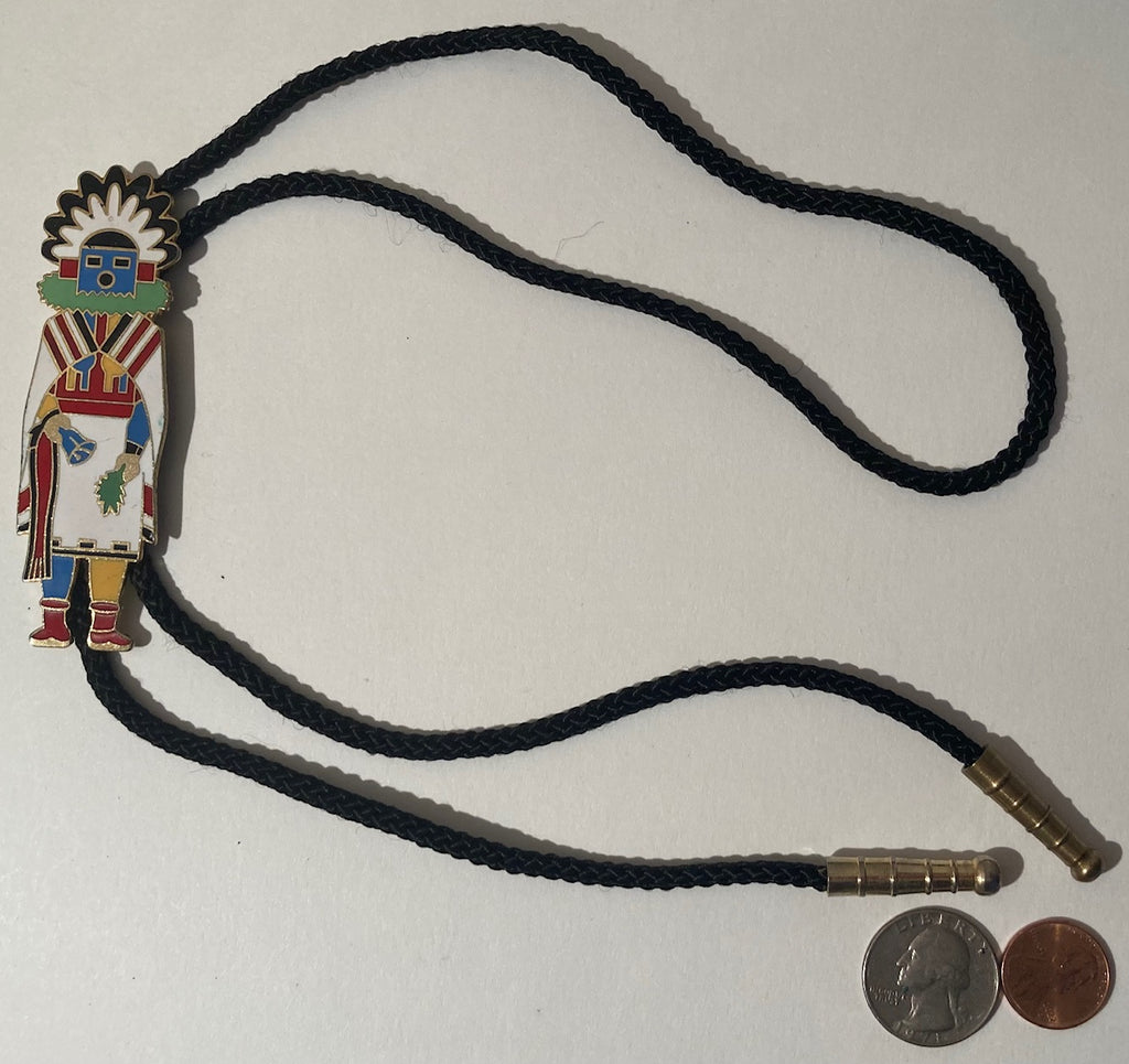 Vintage Metal Bolo Tie, Brass, Native, Nice Design, 3 1/2" x 1", Quality, Heavy Duty, Made in USA, Country & Western, Cowboy, Western Wear, Horse, Apparel, Accessory, Tie, Nice Quality Fashion,