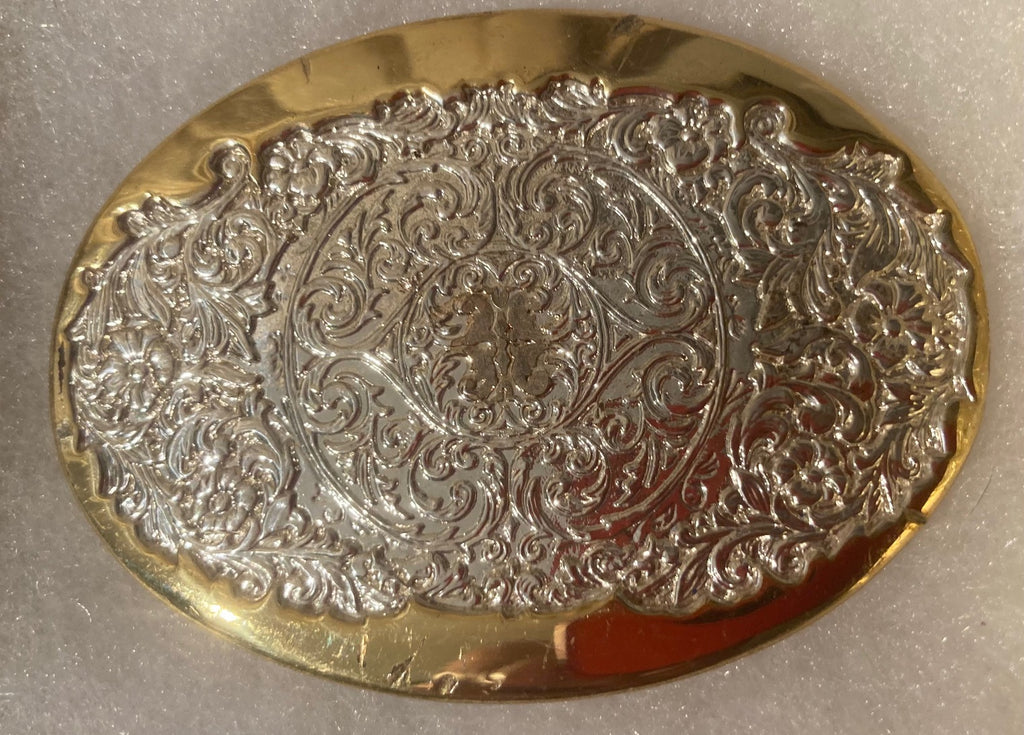 Vintage Metal Belt Buckle, Octanner, Silver Plated, Nice Western Design, Cowboy, 2 3/4" x 1 3/4", Heavy Duty, Made in USA, Quality, Thick Metal, For Belts, Fashion, Shelf Display, Western Wear, Southwest, Country, Fun, Nice