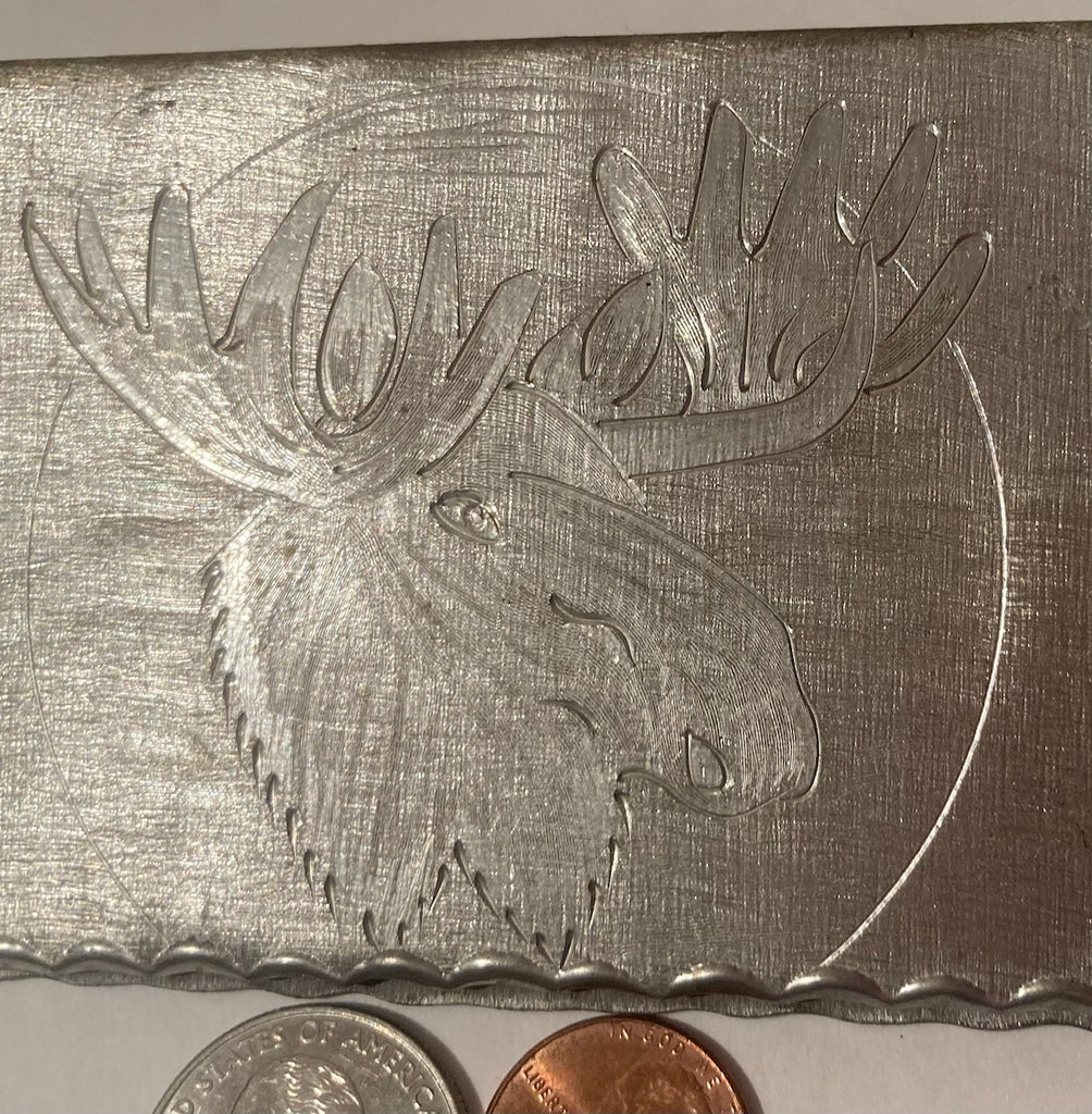 Vintage 1997 Metal Hand Engraved Moose, Nature, Wildlife, Sweden, Quality, Heavy Duty, 4 3/4" x 2 3/4" x 1 1/4", Heavy Duty, Quality,