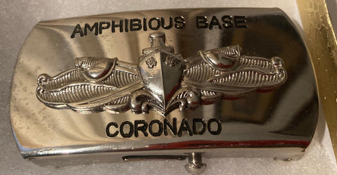 Vintage Metal Belt Buckle, Amphibious Base, Coronada, San Diego,