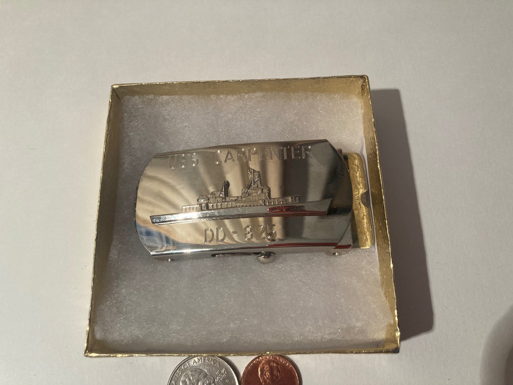 Vintage Metal Belt Buckle, U.S.S. Carpenter DD-825, Destroyer,