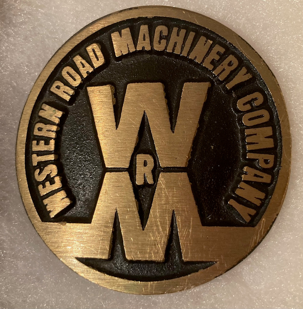 Vintage Metal Belt Buckle, Brass, Western Road Machinery Company, Nice Western Design, 2 1/2", Heavy Duty, Quality, Made in USA, Thick Metal, For Belts, Fashion, Shelf Display, Western Wear, Southwest, Country, Fun, Nice,