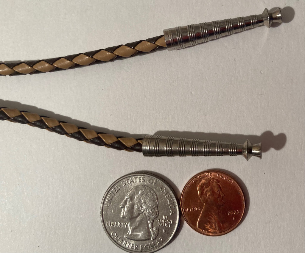 Vintage Metal Bolo Tie, Sterling Silver, Nice Native Design, Heavy, Nice Leather Rope, Nice Design, 2" x 1 1/4, Nice Design, Quality, Heavy Duty, Made in USA, Country & Western, Cowboy, Western Wear, Horse, Apparel, Accessory, Tie, Nice Quality Fashion,