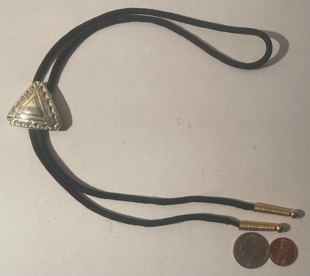 Vintage Metal Bolo Tie, Silver, Nice Triangle Design, Nice Western Design, 1 1/2" x 1 1/2", Quality, Heavy Duty, Made in USA, Country & Western, Cowboy, Western Wear, Horse, Apparel, Accessory, Tie, Nice Quality Fashion
