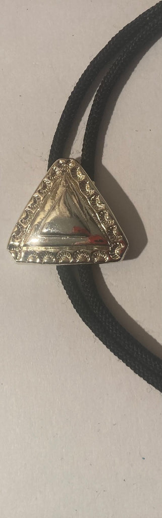 Vintage Metal Bolo Tie, Silver, Nice Triangle Design, Nice Western Design, 1 1/2" x 1 1/2", Quality, Heavy Duty, Made in USA, Country & Western, Cowboy, Western Wear, Horse, Apparel, Accessory, Tie, Nice Quality Fashion