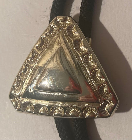 Vintage Metal Bolo Tie, Silver, Nice Triangle Design, Nice Western Design, 1 1/2" x 1 1/2", Quality, Heavy Duty, Made in USA, Country & Western, Cowboy, Western Wear, Horse, Apparel, Accessory, Tie, Nice Quality Fashion