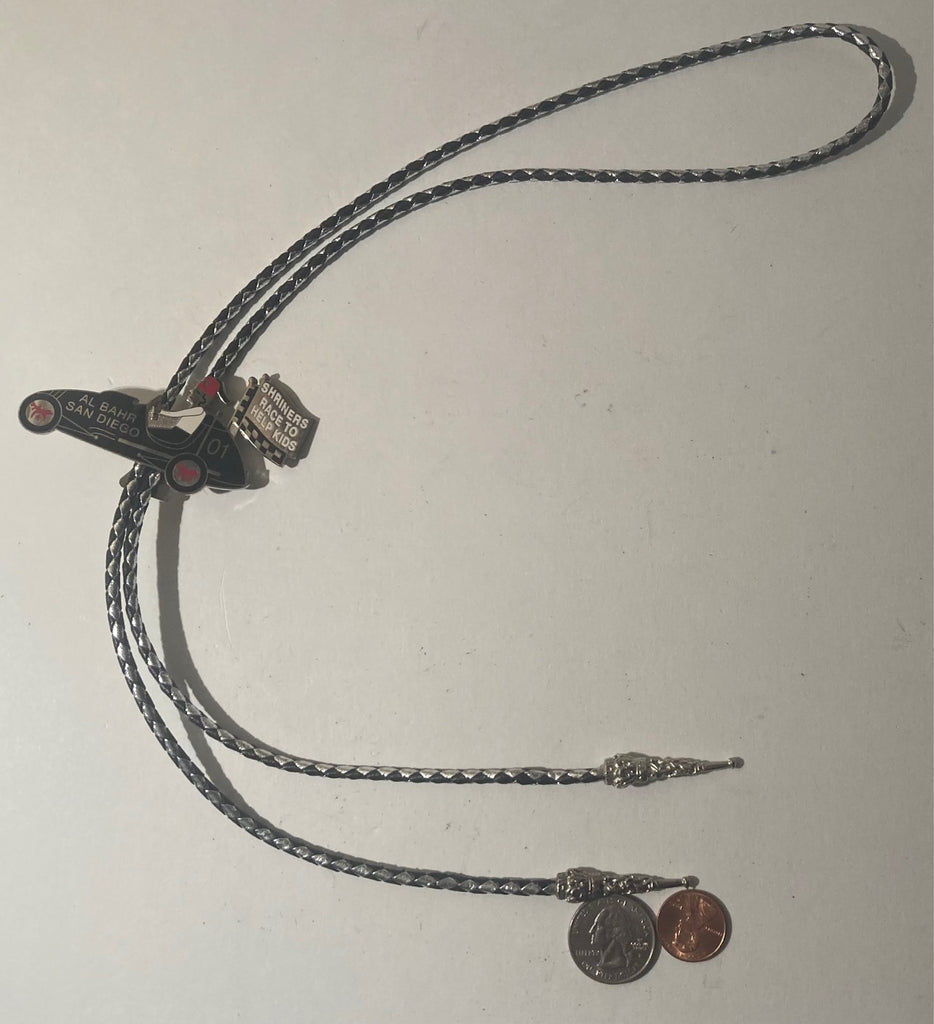 Vintage 2001 Metal Bolo Tie, Shriner's Hospital, Al Bahr, San Diego, Shriners Race To Help Kids, RG Awards, Fresno, California, The People That Do The Best Work For Kids, Nice Western Design, 2 1/4" x 1 3/4", Quality, Heavy Duty,
