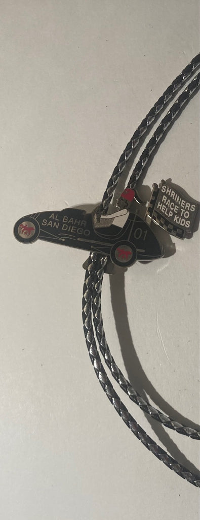 Vintage 2001 Metal Bolo Tie, Shriner's Hospital, Al Bahr, San Diego, Shriners Race To Help Kids, RG Awards, Fresno, California, The People That Do The Best Work For Kids, Nice Western Design, 2 1/4" x 1 3/4", Quality, Heavy Duty,