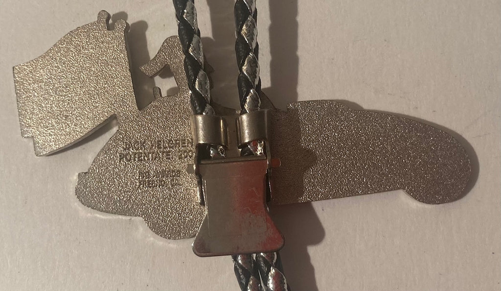 Vintage 2001 Metal Bolo Tie, Shriner's Hospital, Al Bahr, San Diego, Shriners Race To Help Kids, RG Awards, Fresno, California, The People That Do The Best Work For Kids, Nice Western Design, 2 1/4" x 1 3/4", Quality, Heavy Duty,