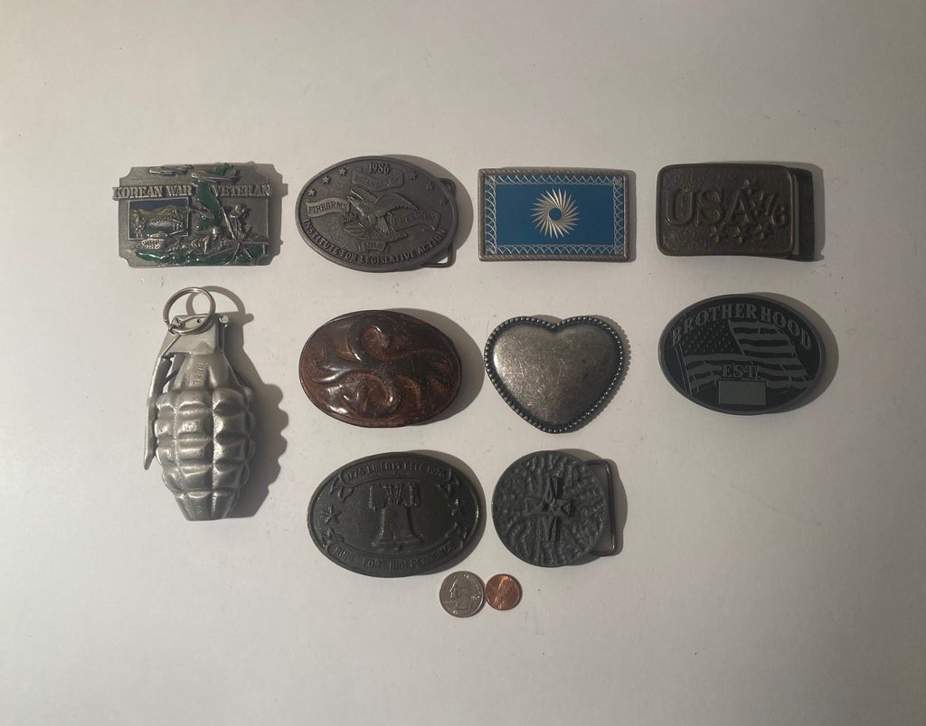 Vintage Lot of 10 Nice Western Style Belt Buckles, Fashion Accessory, Country & Western, Art, Resell, Made in USA, For Belts, Fashion, Shelf Display, Nice Belt Buckles, Wholesale