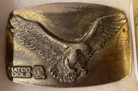 Vintage Metal Belt Buckle, Matco Tools, Eagle, Nice Western Style Design, 3 1/3" x 2", Heavy Duty, Quality, Thick Metal, Made in USA, For Belts, Fashion, Shelf Display, Western Wear, Southwest, Country, Fun, Nice